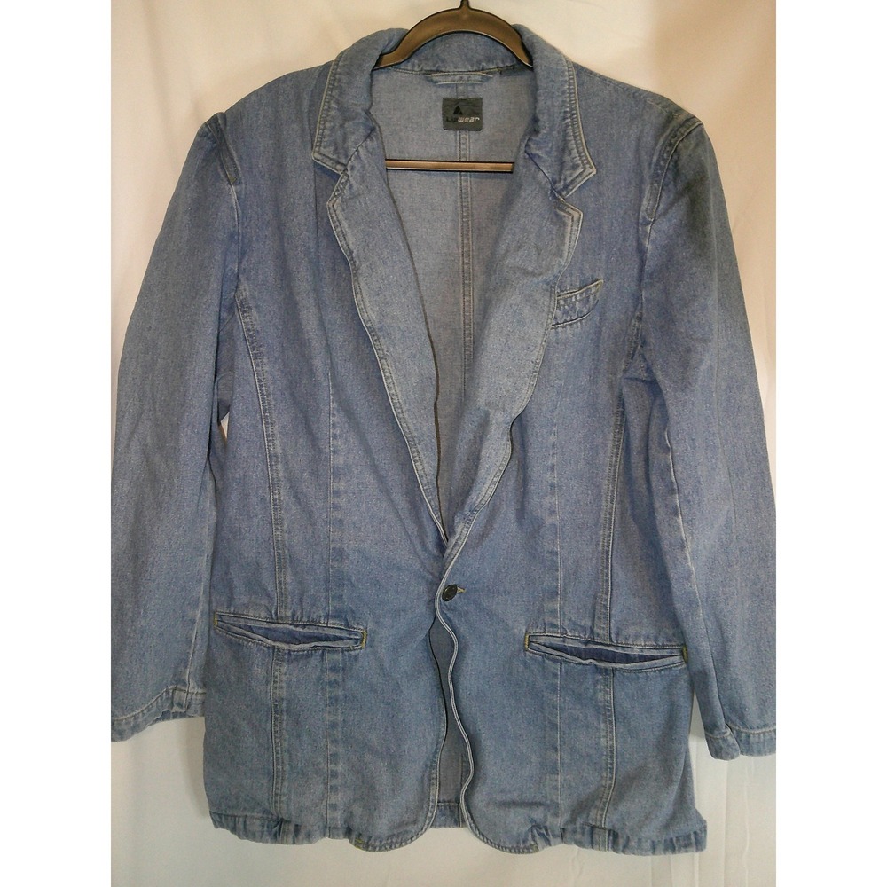 Vintage Lizwear Women's Denim Blazer Jacket‎ Button Front Long Sleeve Size 8